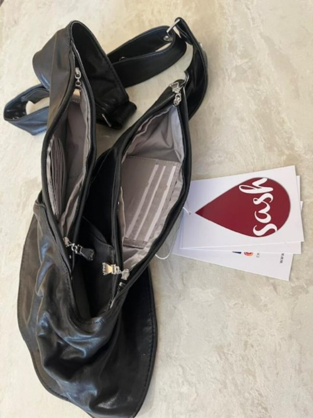 SASH BLACK LEATHER BAG - Picture 3 of 5